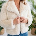 Medium Ivory Luxe Faux Fur Coat With Pockets