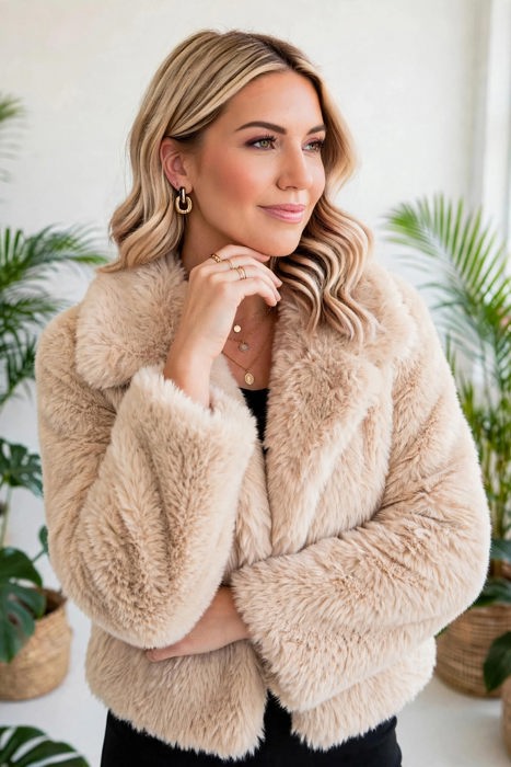 Luxe Faux Fur Coat With Pockets