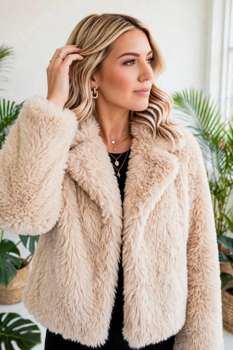 Luxe Faux Fur Coat With Pockets