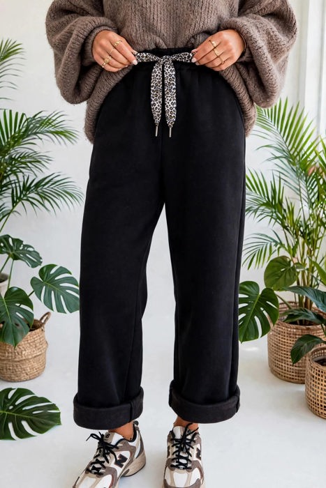 Roar Haven Leopard Drawstring Elastic Waist Pants | S-XL