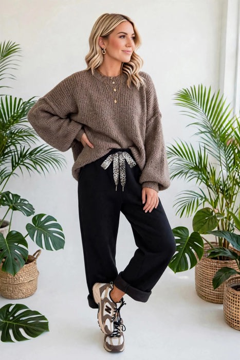 Roar Haven Leopard Drawstring Elastic Waist Pants | S-XL