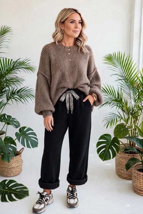 Roar Haven Leopard Drawstring Elastic Waist Pants | S-XL