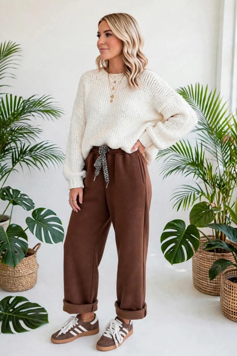 Roar Haven Leopard Drawstring Elastic Waist Pants | S-XL