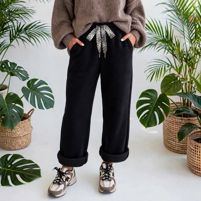 Roar Haven Leopard Drawstring Elastic Waist Pants | S-XL