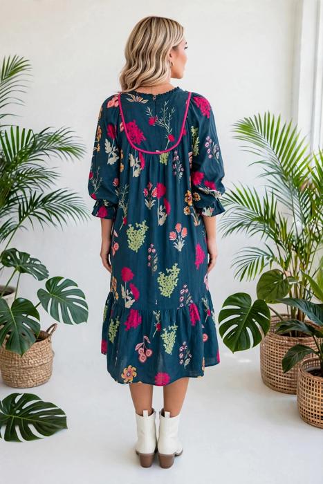 Bloom Belle 7/8 Sleeve Midi Dress | S-XL