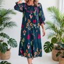  Bloom Belle 7/8 Sleeve Midi Dress | S-XL