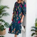  Bloom Belle 7/8 Sleeve Midi Dress | S-XL