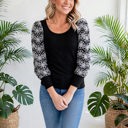  Flower Puff Sleeve Ribbed Knit Top | S-XL