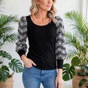  Flower Puff Sleeve Ribbed Knit Top | S-XL
