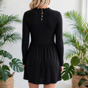  Frilled Neck Ribbed Knit Patchwork Mini Dress | S-XL