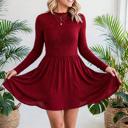  Frilled Neck Ribbed Knit Patchwork Mini Dress | S-XL