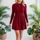  Frilled Neck Ribbed Knit Patchwork Mini Dress | S-XL