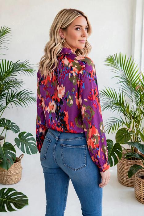 Graffiti Puff Sleeve Blouse | Free Shipping