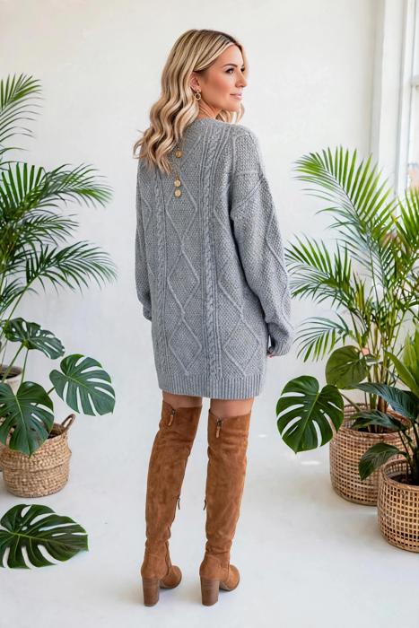 Cozy Cable Knit Sweater Dress | S-XL