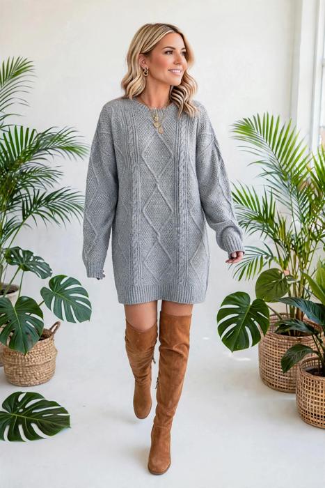 Cozy Cable Knit Sweater Dress | S-XL