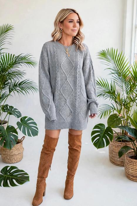 Cozy Cable Knit Sweater Dress | S-XL