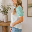  Striped Puff Sleeve Blouse | S-XL