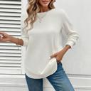  Waffle Knit Rounded Hem Long Sleeve Top | S-XL