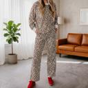 Leopard Print Embroidered Colorblock Pant Set | S-XL