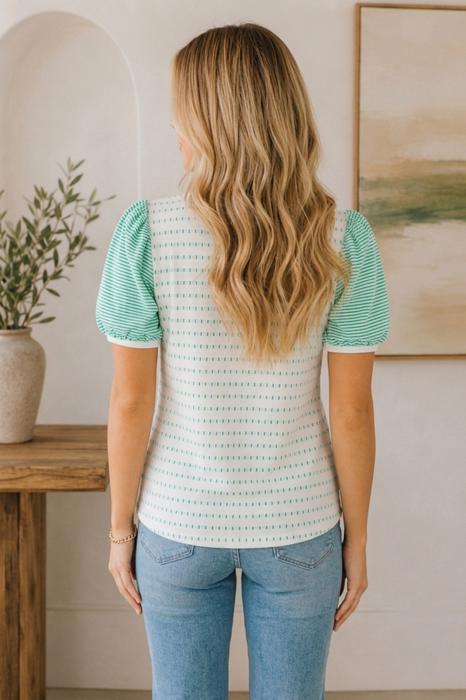 Striped Puff Sleeve Blouse | S-XL