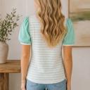  Striped Puff Sleeve Blouse | S-XL