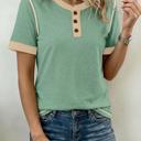  Raw Edge Colorblock Henley Tee | S-XL