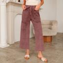  Lace-Up Raw Hem Patched Pocket Pants | S-XL
