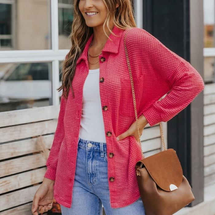 Button Up Waffle Knit Casual Shirt | S-2XL