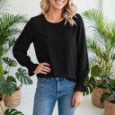 Small Black Ruffle Bubble Sleeve Top | S-2XL