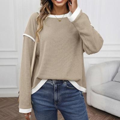 Contrast Trim Drop Shoulder Knit Top | S-XL