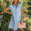  Classic Chic Ruffle Collar Denim Dress | S-XL