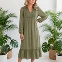 Collared V-Neck Leopard Trim Maxi Dress | S-XL