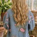  Floral Print Ruffle Hem Denim Jacket | S-XL