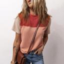  Rib Textured Colorblock Short Sleeve Top | S-XL
