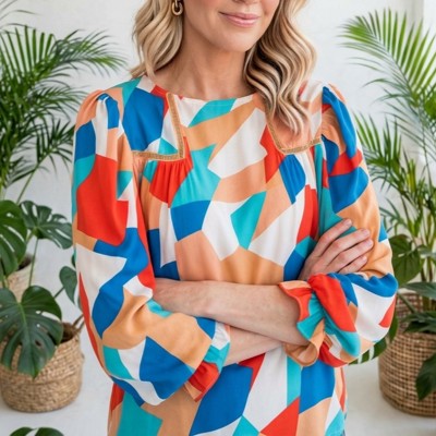 Abstract Ruffled Sleeve Blouse | Free Shipping