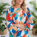  Abstract Ruffled Sleeve Blouse | Free Shipping