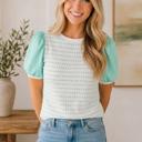  Striped Puff Sleeve Blouse | S-XL