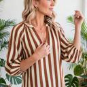  Rivelle Stripe V Neck Half Sleeve Blouse | S-XL