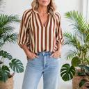  Rivelle Stripe V Neck Half Sleeve Blouse | S-XL