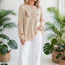  Hello Fall Embroidered Knit Loose Sweater | S-XL