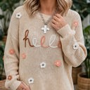  Hello Fall Embroidered Knit Loose Sweater | S-XL