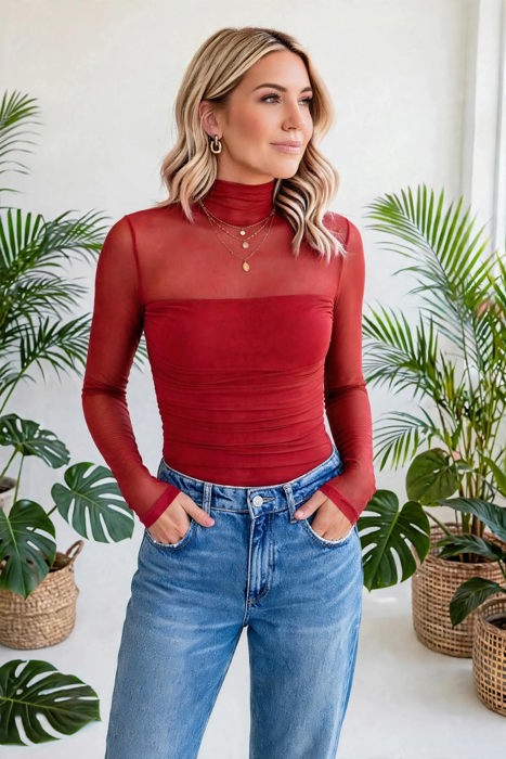 Heartbreaker Mesh Patchwork Long Sleeve Top | S-XL