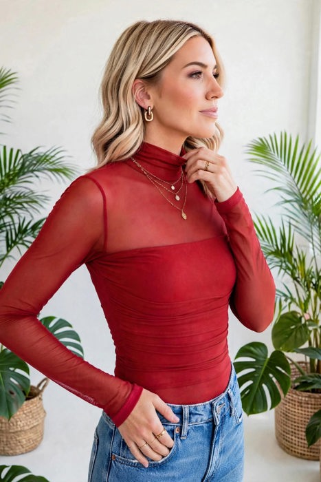 Heartbreaker Mesh Patchwork Long Sleeve Top | S-XL