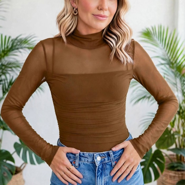Heartbreaker Mesh Patchwork Long Sleeve Top | S-XL