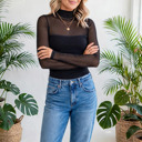  Heartbreaker Mesh Patchwork Long Sleeve Top | S-XL