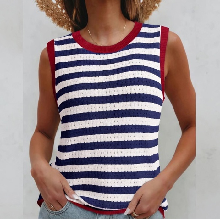 Harbor Stripe Pointelle Top | S-XL