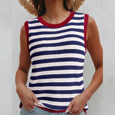 Harbor Stripe Pointelle Top | S-XL