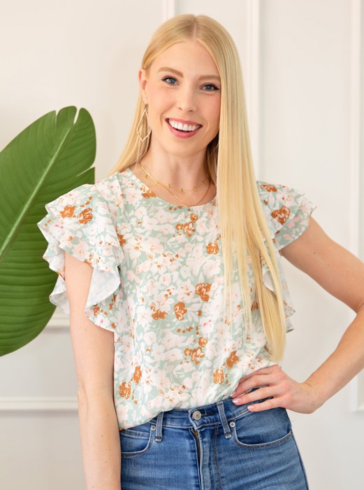 Short Sleeve Double Ruffle Top | Free Shipping