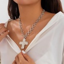  Hammered Cross Front Toggle Necklace | 2 Colors