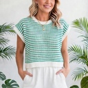  Elara Striped Ribbed Trim Loose Fit Knitted Vest | S-XL